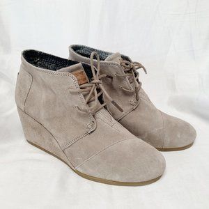Toms Desert Wedge Suede Bootie - Taupe